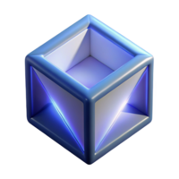 3D Render of Illuminated Geometric Cube Container png