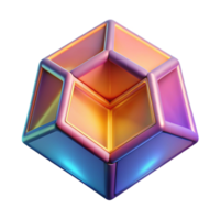 Abstract 3D Geometric Cube with Gradient Colors png