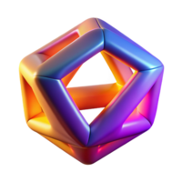 Abstract 3D Render Gradient Cube with Interlocking Forms png