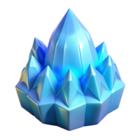Luminous Blue Crystal Cluster A 3D Render of a Sparkling Gemstone png