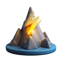 Lightning Striking Mountain Peak 3D Render of Power and Nature png