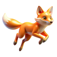 Leaping Fox 3D Render of an Orange Fox in Motion png