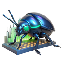 Cybernetic Insect Navigating a Futuristic Cityscape on a Digital Interface png