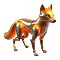 Robotic Fox 3D Render of a Metallic Canine png