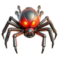Robotic Spider 3D Render of a Mechanical Arachnid with Glowing Red Eyes png