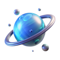Celestial Orb A 3D Render of a Planet with Rings and Moons png