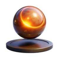 Glowing Orb on Dark Stand Abstract 3D Render png
