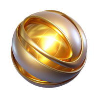 Golden Interlocking Rings Abstract Sphere 3D Render png