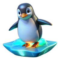 Adorable Penguin on Ice Floe 3D Render png