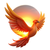 Sunrise Phoenix A 3D Render of a Mythical Bird in Flight png