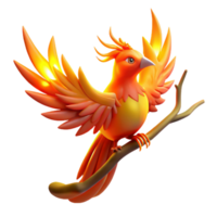 Fiery Avian A 3D Render of a Mythical Bird png