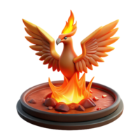 3D Render of a Mythical Firebird Rising from Flames png