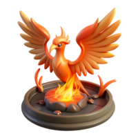 3D Render of a Mythical Firebird Atop a Burning Embers png