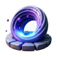 Abstract Swirling Nebula with Glowing Portal and Floating Spheres png