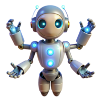 Friendly Four-Armed Robot 3D Render of a Cute, Futuristic Bot png
