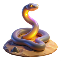 Glowing Serpent on Sand Dune 3D Render of Abstract Reptile png