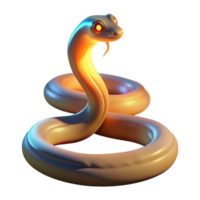 Glowing Serpent 3D Render of a Coiled Snake with Luminous Scales png