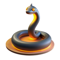 Glowing Serpent 3D Render of a Coiled Snake with Illuminated Base png