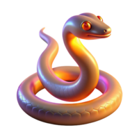 Coiled Snake 3D Render Iridescent Scales, Hexagonal Pattern, Cartoonish Style png