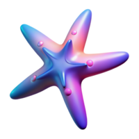 Iridescent Starfish 3D Render Abstract Ocean Lifeform, Gradient Colors, Smooth Surface, Digital Art png