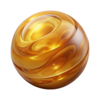 Abstract Golden Sphere 3D Render of Swirling, Shiny, Concentric Circles png