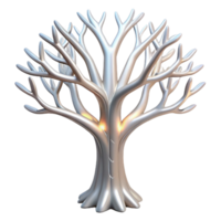 Glowing Silver Tree of Life Abstract 3D Render png