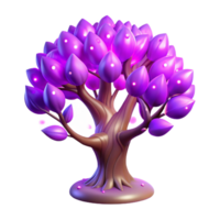 Glowing Purple Fantasy Tree 3D Render of Illuminated Foliage png