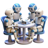 Robots Playing Chess Artificial Intelligence Collaboration and Strategic Gameplay png