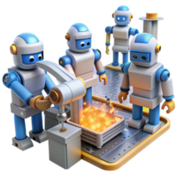 Robots Collaborating on Automated Manufacturing Process png