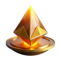 Golden Geometric Crypto Pyramid on a Circular Base 3D Render png