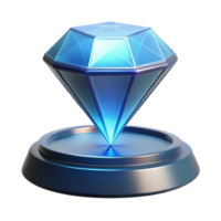 Glowing Blue Gem on Display Stand 3D Render png