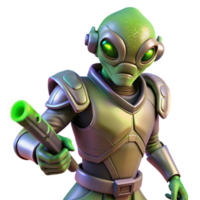 Alien Warrior in Futuristic Armor with Energy Weapon png