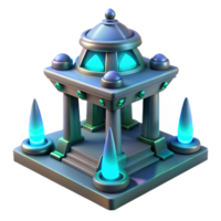 Enchanted Temple 3D Render of a Mystical Structure with Glowing Crystals png