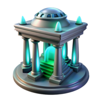 Glowing Temple 3D Render of Ancient Architecture with Steps and Pillars png