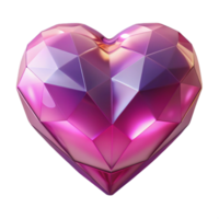 Geometric Pink Heart A 3D Render of a Faceted Crystal Heart png