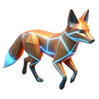 Digital Fox Low Poly 3D Model with Neon Lines png
