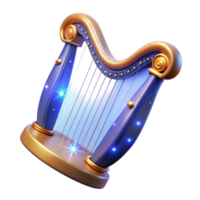 Luminous Harp A 3D Render of a Sparkling Stringed Instrument png