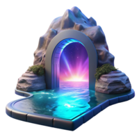 Digital Portal Gateway to a Serene Seascape and Starlit Sky png
