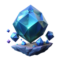 Floating Crystal Cluster A 3D Render of Gemstones on a Rock png