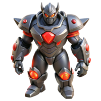 Robotic Combatant Armored Figure with Glowing Red Accents png
