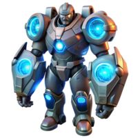 Powerful Armored Robot with Energy Core and Futuristic Design png