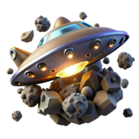 Spaceship Asteroid Field Navigation A 3D Render png