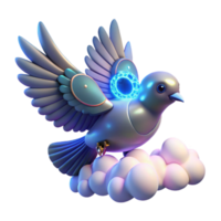 Cybernetic Bird Soaring on Clouds 3D Render of Futuristic Avian png