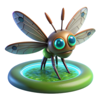 Robotic Insect on Glowing Green Surface 3D Render png