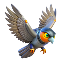 Mechanical Avian in Flight 3D Render of a Robotic Bird png