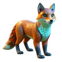 Luminous Fox 3D Render of a Sparkling, Orange Creature with Teal Accents png