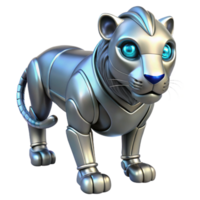 Metallic Robotic Cat 3D Render png