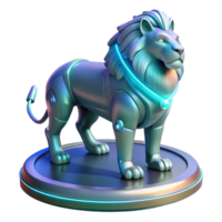 Cybernetic Lion Futuristic Robotic Animal Sculpture on Illuminated Display png