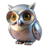 Metallic Owl Robot 3D Render of a Robotic Bird png