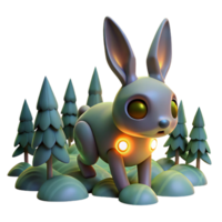 Luminous Robotic Bunny in Enchanting Forest png